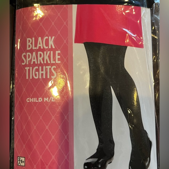 NEW 3 Pairs Girls Footed Tights Black Sparkle, Spider Web, Stripped (M/L) - Picture 3 of 5
